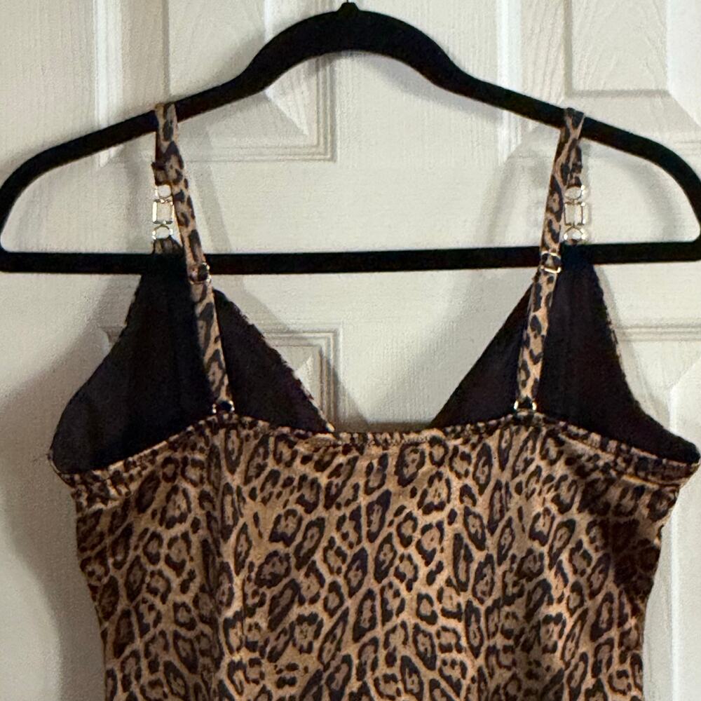 Popilush Satin Goddess Maxi Dress XL Leopard Print Built-In Shapewear Sexy Glam - Picture 8 of 9